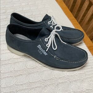 Dexter 8M Dark Blue Leather Bowling Shoes with White Laces. Made in USA